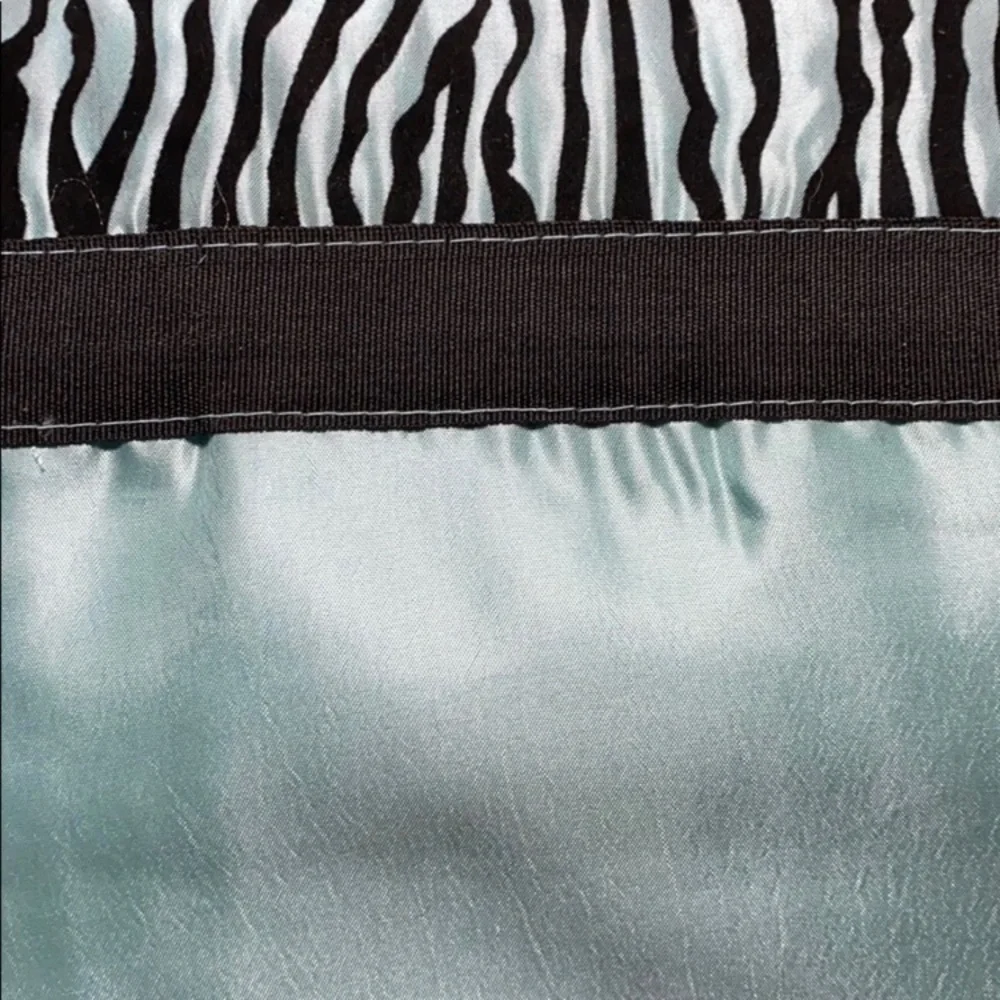 NWT One (1) Zebra Flocked Teal Grommet Top Curtain Fabric